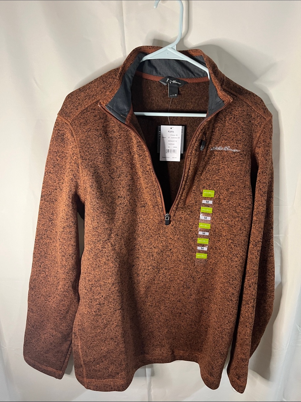 Eddie Bauer Brown Speckled Quarter-Zip Pullover